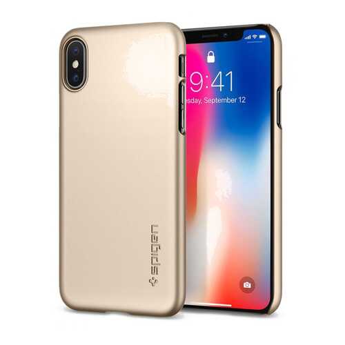 Чехол Spigen Thin Fit (057CS22111) для Apple iPhone X (Champagne Gold) в МегаФон