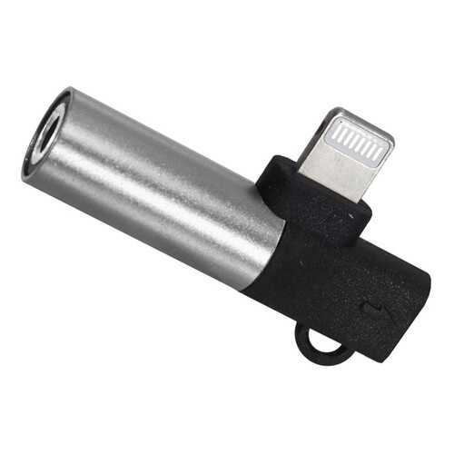 Адаптер 2 в 1 Lightning / выход mini jack 3.5 мм для наушников + Lightning silver в МегаФон