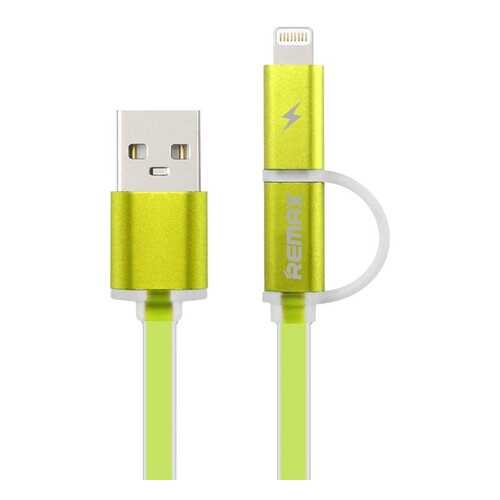 Кабель REMAX Aurora 2 в 1 (micro USB + iPhone Lightning) 1m, Green в МегаФон