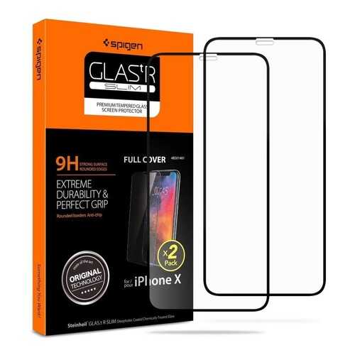 Защитное стекло Spigen Glas.tR Slim Full Cover 2pcs для iPhone 11 Pro/XS/X (Black) в МегаФон